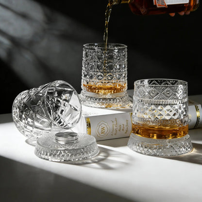 360° Spinning Crystal Whiskey Glass