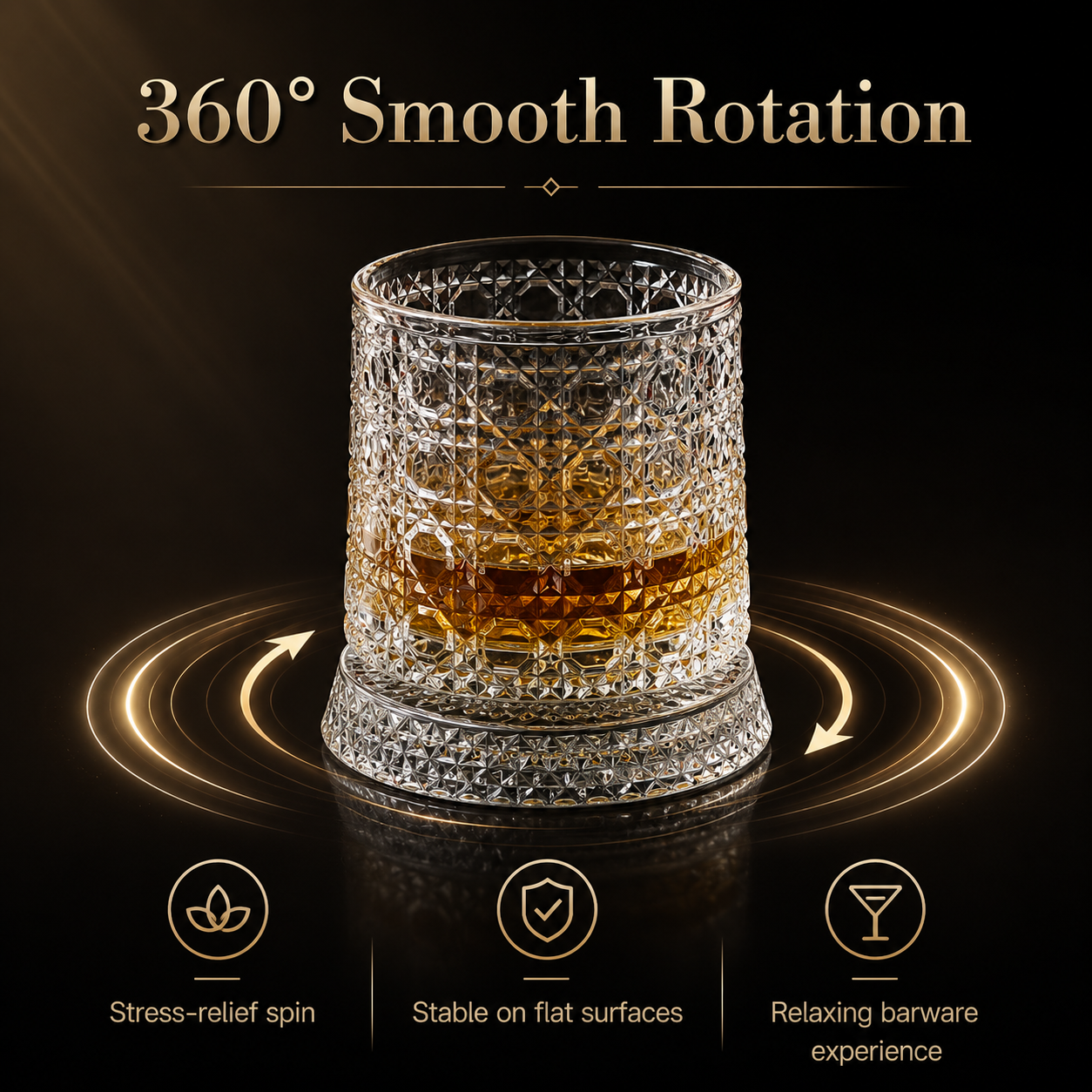 360° Spinning Crystal Whiskey Glass