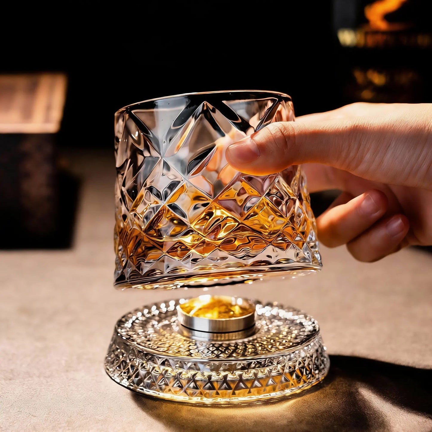 360° Spinning Crystal Whiskey Glass