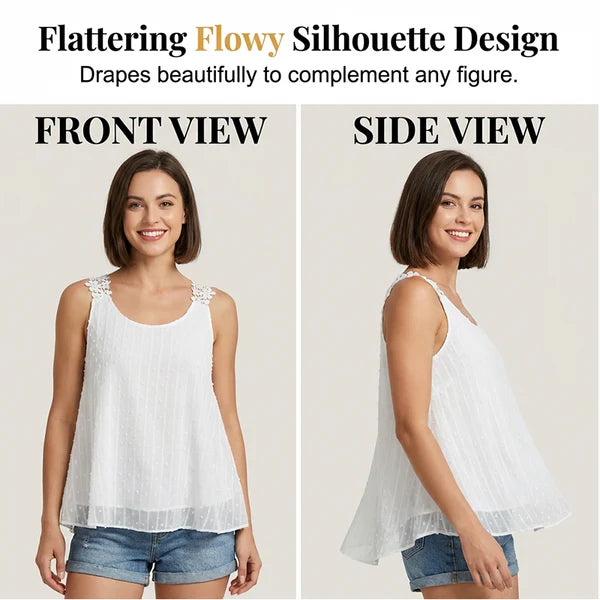 📢📢40% OFF !! ⏰Elegant Dot Lace Strap Tank Top