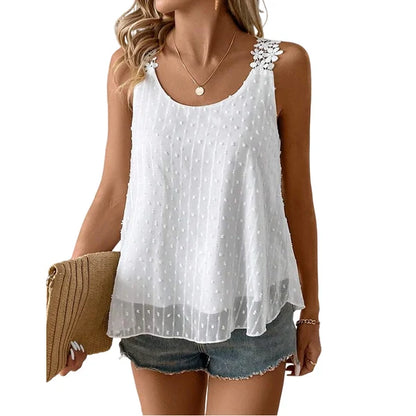 📢📢40% OFF !! ⏰Elegant Dot Lace Strap Tank Top